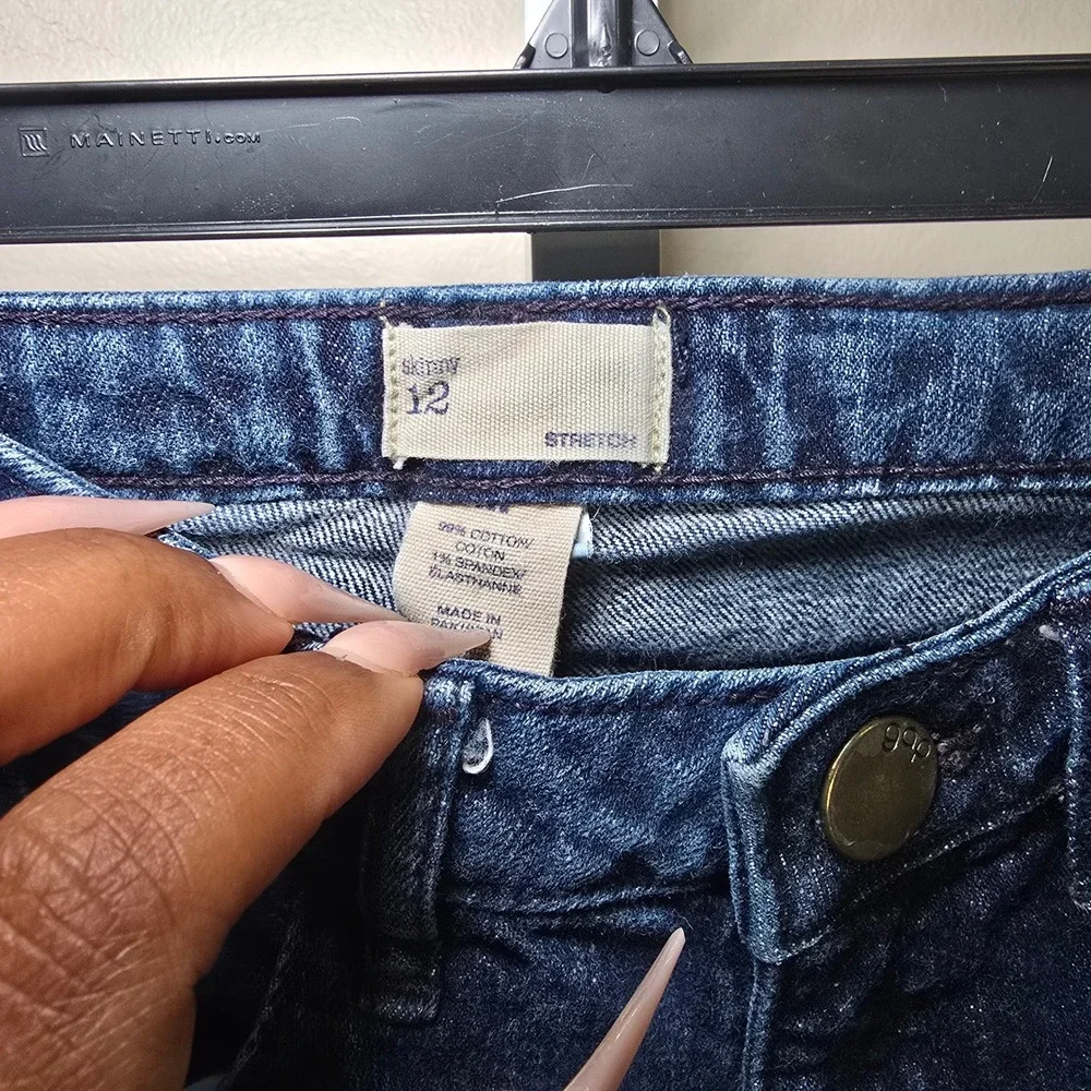 Gap Kids Girls Skinny Stretch Jeans Dark Wash Denim Size 12 Adjustable Waist